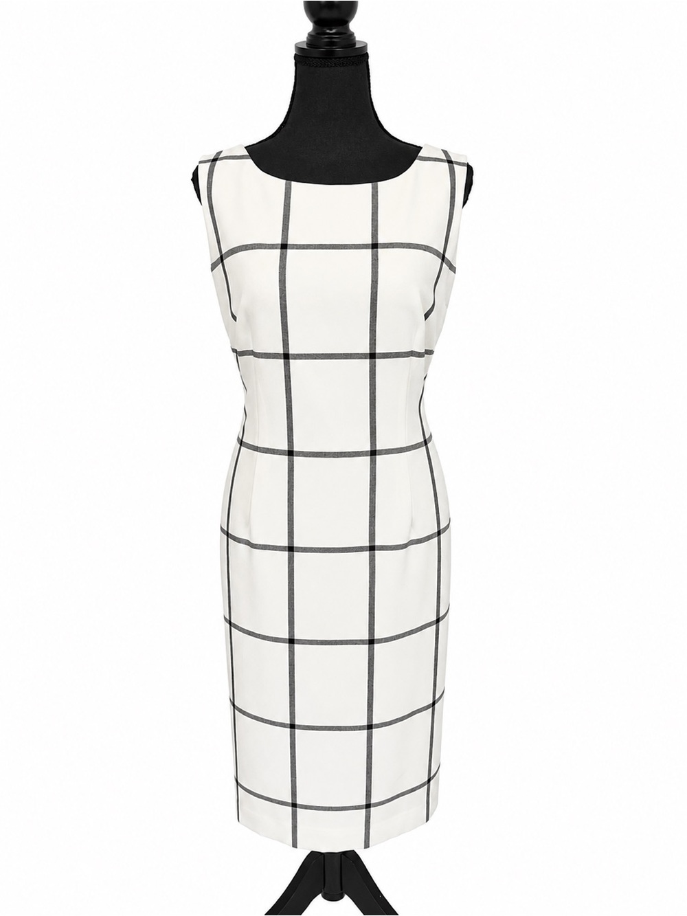 Preston & York Windowpane Lined Sheath Dress Women’s Size 14 Classic Preppy Glam